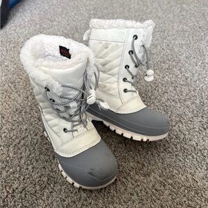 Girls White and Gray Winter Boots
